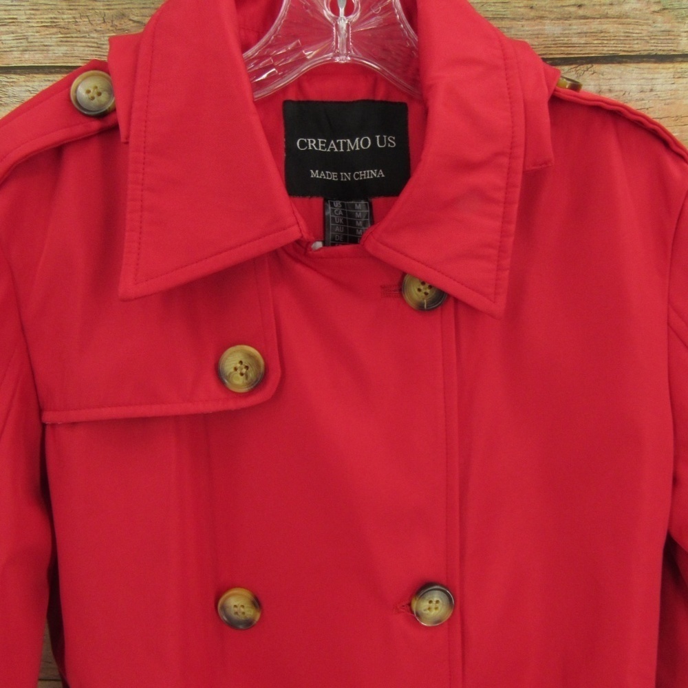 Creatmo Us Double Breasted Red Spring Coat M - image 6